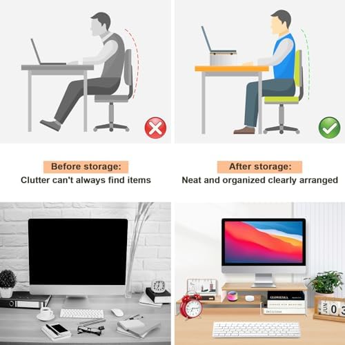 YGYQZ Adjustable Monitor Stand Riser, 7.67"×19.3" Dual Monitor Desk Stand - Image 3