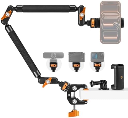 K&F CONCEPT 22" Magic Arm Clamp Kit, Overhead Desk Camera Mount by KFCONCEPT
