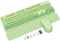 Wireless Keyboard and Mouse Combo, Magnetic Soft-Touch Wrist Rest, Round Keycaps, Full-Size Retro Typewriter Keyboard, 2-Stage Tilt Legs, Auto Sleep, 2.4GHz Cordless for Windows PC (Green Ombre) by SABLUTE