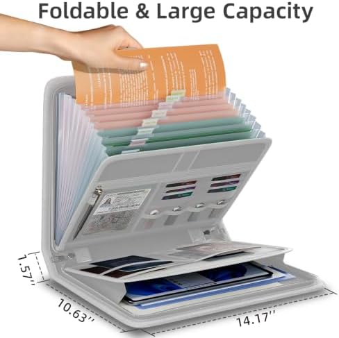 Fireproof Accordion File Organizer, Expanding File Folder with 13 Pockets - Image 5