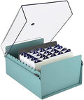 Acrimet 6 x 9 Card File Holder Organizer Box Metal Base Heavy Duty (AZ Index Cards and Divider Included) (Green Color with Crystal Plastic Lid Cover) by Organizingyourlife