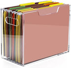 Acrylic Hanging File Organizer, Letter Size Clear Magazine Rack Folders Holder, Large Capacity Storage Box for Desk Office School, No Assembly Required by Tfirhuoe