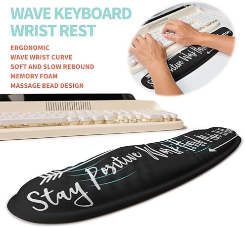 2-in-1 Ergonomic Set, Wave Rise Keyboard Wrist Rest and Massage Bulge Slope Mouse Pad Wrist Support, Cushion Memory Foam Integrated to Relieve Wrist Pain, Stay Positive - Image 2
