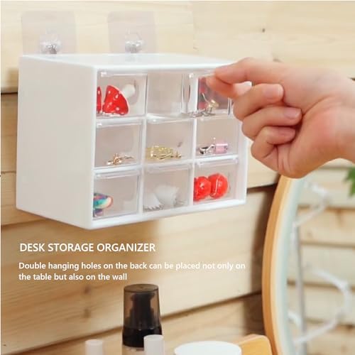 Amyhill 6 Pcs Mini Drawer Organizer Small Organizer with 9 Drawers Plastic Desktop Craft Storage Box for Office Home Room Jewelry Cosmetics Collection(White) - Image 6