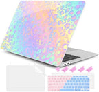DONGKE for MacBook Air 13 Inch Case 2021-2018, Compatible with A2337 M1 A2179 A1932 Support Retina Display & Touch ID, Hard Shell Plastic Cover with Keyboard Skin - Leopard Print by DONGKE