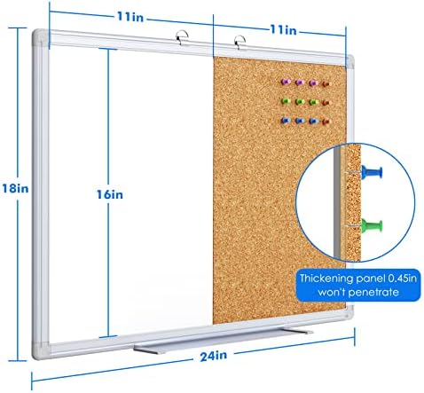 Magnetic White Board and Cork Board Combo 24" x 18" Aluminum Frame - Image 5