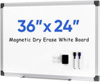 36" x 24" Magnetic Dry Erase Whiteboard with Aluminum Frame by Unknown