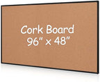 Extra Large Cork Bulletin Board 96" X 48", Black Aluminum Framed 8'x4' Corkboard for Wall, Wall Mounted Notice Pin Board with 18 Push Pins for School, Home & Office by Justdowhatyouwanttodo
