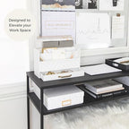 BLU MONACO | White Wooden Desk Organizer & Mail Organizer with Drawer & Gold Handle | Mail Sorter Countertop | 6 Compartments | White Desktop Organizer for Desk - Image 3
