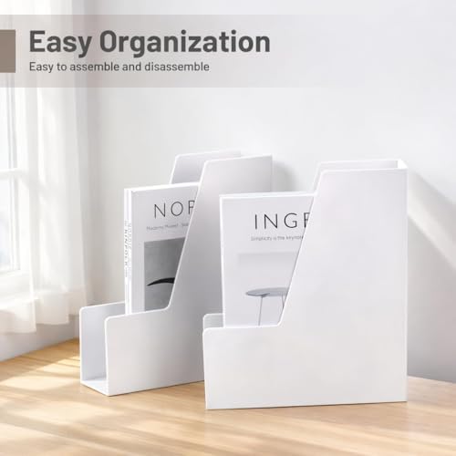 CiWiVOKi Vertical Magazine File Holder, 4 Pack, White - Image 5