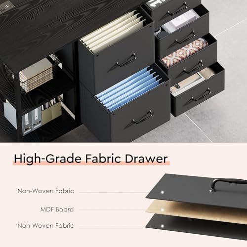 Maihail 6 Drawer File Cabinet with Charging Station and Open Storage Shelf - Image 4