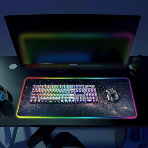 RGB Gaming Mouse Pad, Large Mousepad with Led Light, Keyboard Pad Gaming Accessories for Desk, Non-Slip Rubber Base Big Mouse Mat for Gamer, 31.5 X 11.8 Inch, Galaxy - Image 6