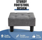 BRIAN & DANY Small Foot Stool, Linen Foot Stools with Legs, Stable Small Footstool for Living Room, Gray - Image 4