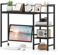 GIANTEX Desktop Bookshelf, 38.5" Dorm Desk Hutch for 27" Monitor (Black) by Giantex