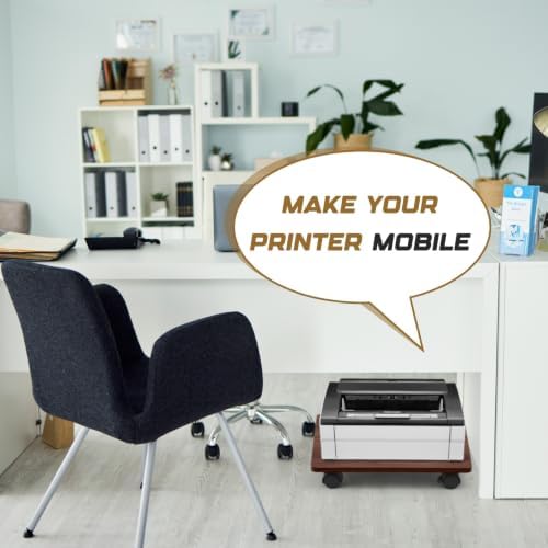 Beeveer 2 Pcs Walnut Under Desk Printer Stand 13.8 x 11.8 x 2.4 Inches - Image 5