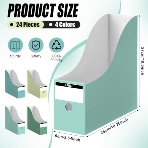 Thenshop 24 Pcs Magazine Files Cardboard Holders,Classic,Green Collection - Image 2