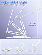 JCZT 360° Rotating Laptop Stand for Desk, Metal Foldable Laptop Riser,White - Image 4