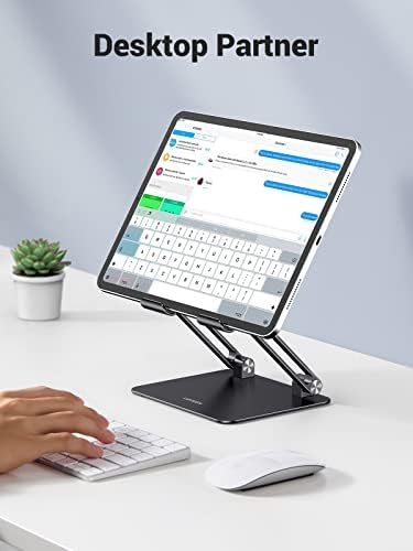 UGREEN Tablet Stand Holder for Desk Dual Rod Support Aluminum Tablet Holder Adjustable Multi-Angle Home Office Accessories Compatible with iPad Pro 13 12 11 10.5 Air Mini 5 4 3 2 Phone E-Reader Black - Image 3