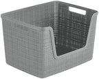 Curver Set of 4 Large 18L Easy Access Jute Decorative Plastic Organization and Storage Baskets - Perfect Bins for Home Office, Closet Shelves, Kitchen Pantry and All Bedroom Essentials, Grey by Unknown