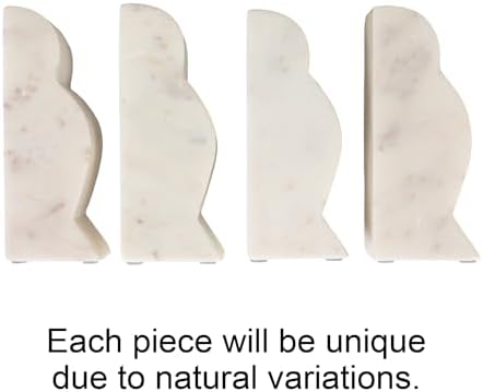 Creative Co-Op Decorative Marble Wave Bookends, Mottled White - Image 6