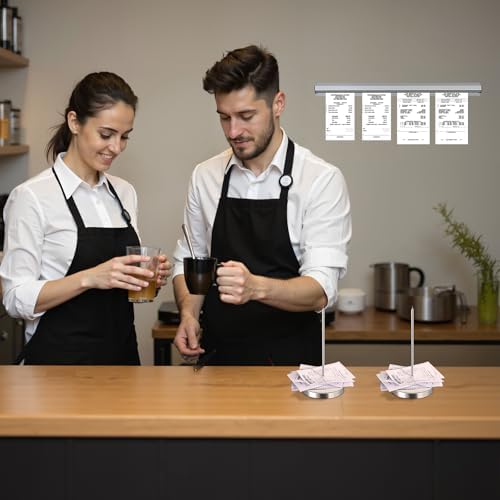 2 Pieces 24-inch Aluminum Sliding Restaurant menu Clip Rails with 2 Receipt Clip pins, Suitable for Restaurants, cafes, Kitchens, Offices, bar memo Organizers - Image 2
