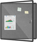 Mifuro 38"x38" Enclosed Bulletin Board, Lockable Weather-Resistant Aluminum Cork Noticeboard for School & Office, Black Frame w/Grey Flet by MifuroOfficeProduct