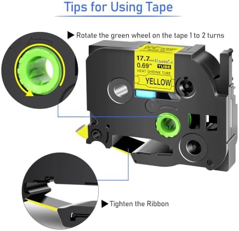 USUPERINK 10PK Compatible for Ptouch HSe-641 HSe641 HS-641 HS641 Black on Yellow 17.7mm 0.69'' Heat Shrink Tubing for Wire Cable for PT9200dx PT9400 PT9500pc PT9600 Label Maker Tape - Image 3