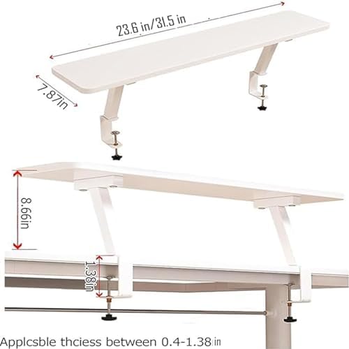 Clamp On Desk Organizer Shelf White Floating Desk Storage Extension - Image 2