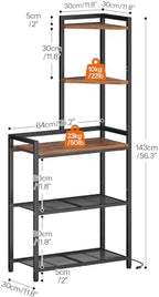 HOOBRO 5-Tier Corner Shelf Stand, Corner Shelf with LED Light, 56.3" Tall Corner Bookshelf, Display Rack Storage Organizer with Table, for Small Spaces, Living Room, Entryway, Rustic Brown BF69DCJ01 - Image 3