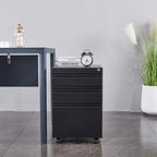 FLEXISPOT 3-Drawer Metal Mobile Filing Cabinet for Home Office - Under Desk Storage with Lock Keys - Legal/Letter/A4 File Organizer - Fully Assembled Except Wheels - Black - Image 2