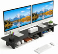 Aothia 43 in Black Solid Wood Dual Monitor Stand, Monitor Riser for Desk by AothiaSimpleNaturalUnique