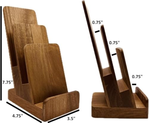 Distinguished 3-Tier Acacia Wood Literature Holder, Trifold Brochure Holder, Flyer Holder, Postcard Display and Countertop Wooden Display Stand [Pack of 2] - Image 2