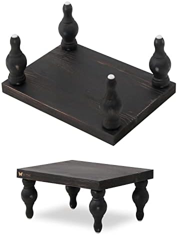 Decorative Wood Risers for Display - 12 x 9 x 5.5 Wood Pedestal Stand Table for Farmhouse Decor, Kitchen Counter Decor - Wooden Kitchen Soap Tray for Farmhouse Table Decor (Classic Black) - Image 4