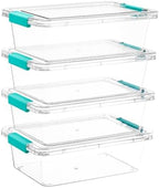 Vtopmart 4 Pack 3 Qt Clear Storage Bins with Lids for Building Blocks，Craft by Vtopmart