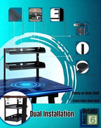 Yuxh Clamp on Desk Shelf 2‑Tier, Black, Small - Image 4