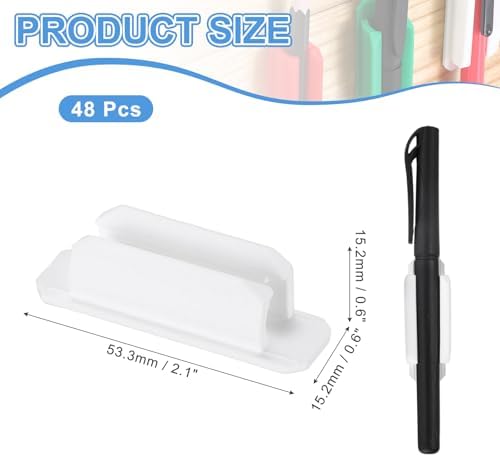 PATIKIL Adhesive Pen Holders, 48 Pack Silicone Flexible, White - Image 2