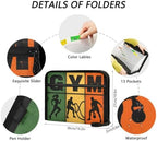Gym Art Expandable Filing Folder, 13 Pockets Cute Design with Sticky Labels, A4 Letter Size Document Organizer for Office, School - Image 4