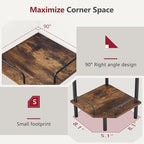 Tajsoon 3 Tier Corner Shelf Stand, Small Corner Table, Rustic Brown - Image 6