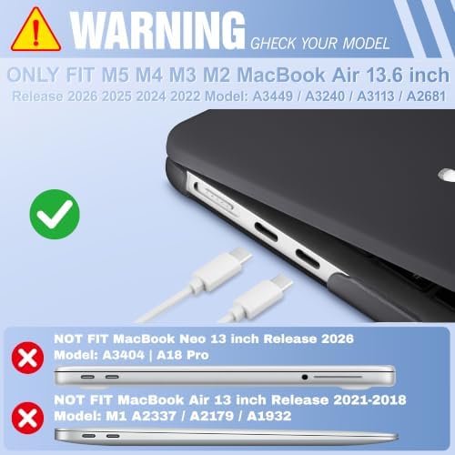 May Chen for M5 MacBook Air 13.6 Inch Case 2026 2025 2024-2022 Release M5 A3449 M4 A3240 M3 A3113 M2 A2681, Plastic Hard Shell Case for MacBook Air 13.6" with Retina Display, Black Colorful Giraffe - Image 2