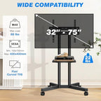 Rfiver Mobile TV Cart Rolling TV Stand with Power Outlet for 32-75 Inch TVs - Image 2
