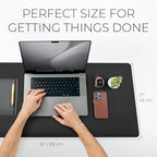 Nordik Felt and Leather Desk Mat - Dual Layer True Black 35 x 17 in - Image 3