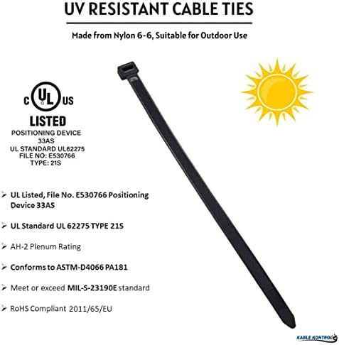 Kable Kontrol Cable Zip Ties, 32 Inch, 500 Pcs, HD 175lbs Test, Black - Image 3