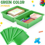 Sintuff 24 Pcs Classroom Paper Tray, Stackable Letter Size Bin, Green - Image 4