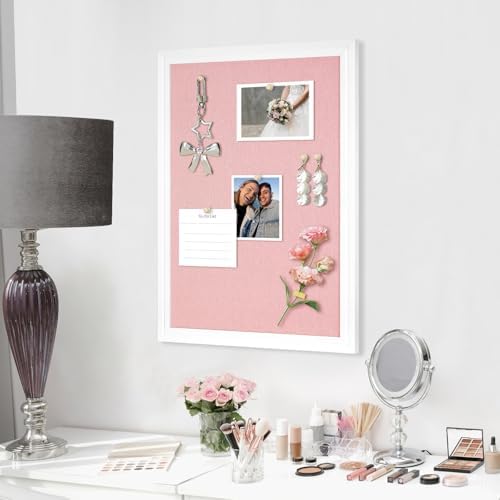 DOLLAR BOSS Bulletin Boards with Linen, 24"x18" Pink Cork Board, White - Image 6