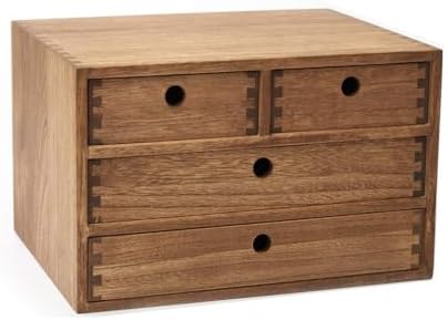 KIRIGEN Wood Desktop Organizers with Drawers Home Workspace Office Supplies Wooden Storage Box Shelf Case Hold Makeup Box with 4 Drawers Dark Brown by KIRIGEN