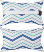 Outdoor Pillow for Chaise Lounge Chair, 2pcs Chaise Lounge Pillows Lumbar Pillows with Insert and Adjustable Elastic Strap for Patio Beach Office Chair, Blue White Stripe by Unknown