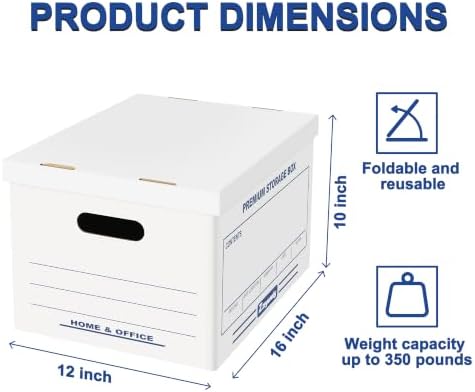 Zzrywuty 12 Pack File Storage Boxes with Lift-Off Lid,16x12x10 Inches - Image 2