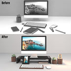 Adjustable Monitor Riser with Drawer & Phone Holder, Foldable Desk Stand - Image 6