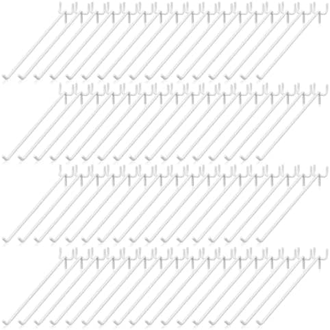 Pack of 100 Heavy Duty Pegboard Hooks – 6 Inches Metal Peg Board Shelving Hook – White Pegboard Display Hooks for Garage Storage & Retail Store Fixtures by DFWFixture