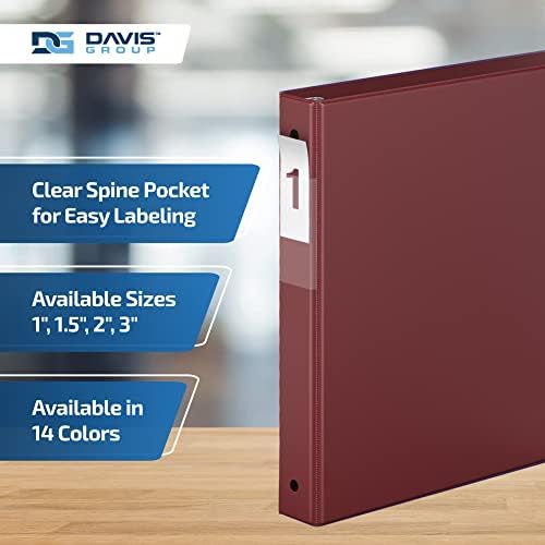 Premium Economy 3-Ring Binder, Spine Label, 1" Round Rings, Burgundy, 6 Pk - Image 4